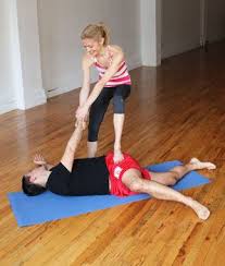 Nothing Says Happy Valentine S Day More Than Stretching Breathing Massaging And Moving Your Body With Your Man Tr Couples Yoga Yoga Postures Partner Yoga
