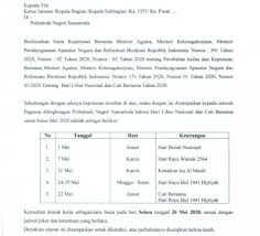 Meskipun keputusan cuti bersama dan libur lebaran belum mencapai finish,terdapat beberapa informasi yang sudah bisa di ketahui terkait hal itu.terdapat. Edaran Perubahan Hari Libur Nasional Dan Cuti Bersama Lebaran 1441h 2020m Polnes Politeknik Negeri Samarinda Official Web