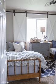 Navy Blue Ticking Vintage Industrial Boys Room Farmhouse Style Bedroom Decor Farmhouse Style Bedrooms Modern Farmhouse Style Bedroom