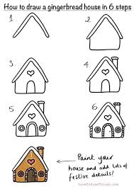 How To Draw A Gingerbread House In 6 Steps In 2020 Drawing Tutorial Easy Gingerbread House Drawings