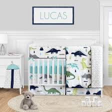 Mod Dinosaur Baby Boy Nursery Crib Bedding Set By Sweet Jojo Designs 5 Pieces Blue Green And Grey Modern Dino Walmart Com