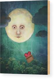 Love you to the Moon Wood Print by Catherine Swenson