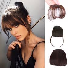 If the color starts far enough down the length of the hair, the roots will make up the bangs. Aisi Beauty Synthetic Bang Natural Brown Blond Black Fake Fringe Clip In Bangs Long Hair Extensions With High Temperature Manemend