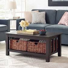 Don't be afraid of color and pattern Walker Edison Furniture Co 40 Inch Wood Storage Coffee Table With Totes Espresso C40mstes Bellacor Mobelideen Rustikale Couchtische Couchtisch