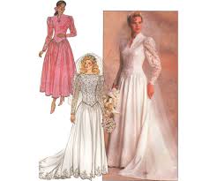 Sewing Pattern For 80s Wedding Dress With Shaped Waist Etsy Bridal Sewing Patterns Butterick Dress Patterns Bridal Dress Patterns
