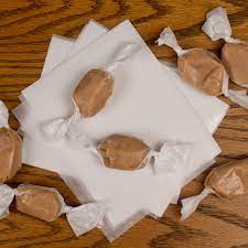 Empty packaging design for ice cream or other snacks. White Caramel Wrappers 4 X 5 100 Sheet