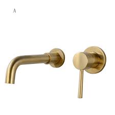 These faucets are available in various finishes, styles and handle option and create a clean modern look in your bathroom. Wall Mount Brushed Gold Brass Bathroom Sink Faucet Single Handle Mixer Tap Brass Bathroom Sink Faucets Bathroom Faucets