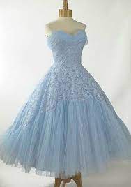 Light Blue Lace Tea Length Dress 1950 S Wedding Dress Beautiful Dresses Vintage Dresses Prom Party Dresses
