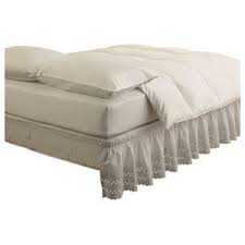 King bed skirt measures 78 w x 80 l ; Wrap Around Eyelet Lace Bed Skirt Dust Ruffle 18 Drop French Country Bedskirts By Brown S Linens And Window Coverings Houzz