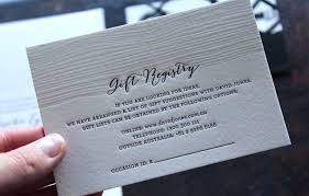 Gift Registry Insert Card Letterpress Simplethings Press Gift Registry Cards Event Invitation Foil Pressed Wedding Invitations