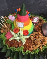 Rainbow Tumpeng Penyajian Makanan Makanan Makanan Jalanan
