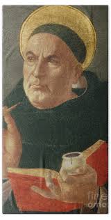 St Thomas Aquinas by Sandro Botticelli Bath Towel