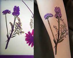 Statice Pressed Flower Tattoo On The Forearm Flower Tattoo Designs Tattoos Small Forearm Tattoos