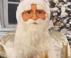 Fraser Hill Farm 58" Dancing Santa in Paisley Coat with Mini Christmas  Tree, Life Size Holiday Home Decor, FAMC058-2GL1, White/Gold in Oman