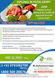 Gwg Offering Diploma In Food Safety At Beneficial Cost Http Greenwgroup Co In Training Courses Diploma In Food First Aid Course Food Safety Diploma Courses
