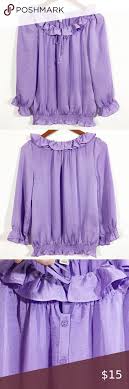 Dressbarn Purple Crinkle Satin Ruffled Blouse S Dressbarn Purple Crinkle Satin Ruffled Blouse Small Small Round Neckline With Ruffle Bu In 2020 Ruffle Blouse Blouse S