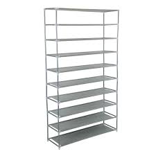 Simplify 50 Pair Grey Shoe Rack 23205 Grey The Home Depot 50 Pair Shoe Rack Shoe Rack Organization Shoe Rack