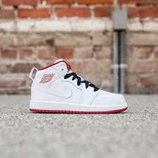 Air Jordan 1 Mid White Black Gym Red Air Jordan 1 Mid Little Kids White Black Gym Red In 2020 Kids Shoes Air Jordans Nike Wear