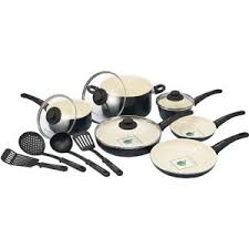 Greenlife 14 Piece Non Stick Soft Grip Cookware Set Cream Wal Mart Seems To Have The Best Deal They Als Ceramic Cookware Set Ceramic Cookware Cookware Set