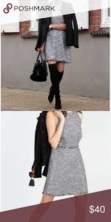 Zara Tweed Striped White Black Fit Flair Dress Flair Dress Zara Fashion