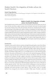 Pdf Modern Swahili The Integration Of Arabic Culture Into Swahili Literature