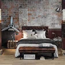 bout de lit capitonne cuir vintage chambre style industriel deco chambre homme chambre a coucher industrielle