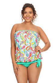 Women S Tankini Swimsuits Dippin Daisys Plus Size Women Bandeau Blouson Tankini And Bottom Made In Usa Learn Blouson Tankini Tankini Blouson Tankini Top
