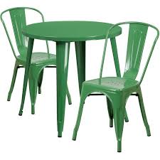 30 Round Metal Indoor Outdoor Table Set With 2 Cafe Chairs Outdoor Table Settings Round Metal Table Cafe Chairs