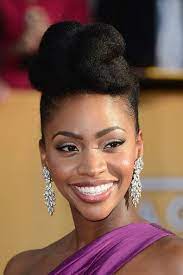 Actress Teyonah Parris Rocks A Fierce Pompadour Updo On The Sag Red Carpet Natural Hair Bride Natural Hair Beauty Natural Hair Styles