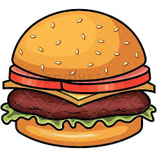 Hamburger With Cheese And Lettuce Cartoon Vector Clipart Friendlystock Food Cartoon Cartoon Cupcakes Burger Cartoon