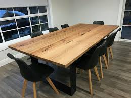 Recycled Messmate Dining Table With Black Flat Bar Metal Legs Timber Dining Table Metal Leg Dining Table Dining Table In Kitchen