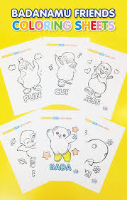 Let S Color Badanamu Friends All You Need Is Some Crayons And Maybe The Badanamu Time Song Birthday Party Activities Coloring Sheets Printable Coloring Book