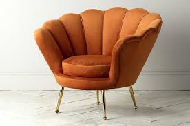 brooke velvet armchair in rust orange velvet armchair armchair brown leather chairs
