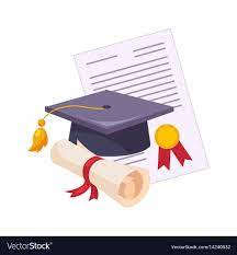 Graduation Hat And Diploma Set Of School And Education Related Objects In Colorful Cartoon Style Scholar Invento Graduation Hat Clip Art Borders Illustration
