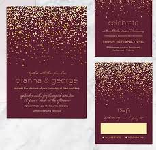 Printable Wedding Invitation Set Maroon Gold By Whitekittin Wedding Invitation Sets Navy Wedding Invitations Trendy Wedding Invitations