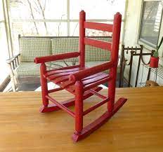 Antique Red Oak Wood Children S Rocking Chair Old Vintage Rocker Red Oak Wood Rocking Chair Childrens Rocking Chairs