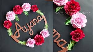 Family pictures on wall family wall family picture walls photowall ideas ideas para organizar hanging pictures picture hanging tips picture groupings southern homes. Paper Flower Wall Hanging With Name Easy Wall Birthday Decoration Ideas Paper Craft Youtube