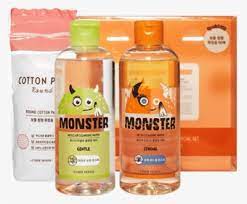 The cleansing water is formulated with yellow oil to remove water proof and heavy makeup. Etude House Monster Cleansing Water Duo Special Set Etude House Monster Oil In Cleansing Water Hd Png Download Kindpng