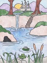 Creator S Joy How To Draw A Waterfall Lesson On Foreground And Background Nature Drawing For Kids Landscape Drawing For Kids Easy Drawings