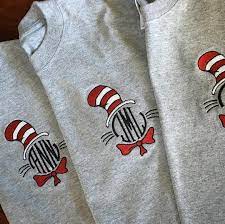 Cat In The Hat Monogram Embroidery Frame Embroidery Monogram Hat Embroidery Embroidery