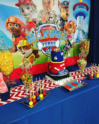Paw Patrol Themed Sweets Table With Custom Backdrop Paw Patrol Birthday Paw Patrol Birthday Theme Paw Patrol Gifts