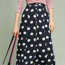 maeve anthropologie polka dot navy maxi skirt 12