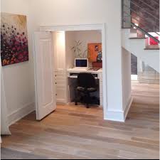 When you're working from home without a traditional home office, it can be reconsider every nook, corner, closet, or room—and don't overlook the attic, basement, or the space under the stairs! Basement Office Home Home Office Design Office Interior Design