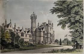 Manley Hall, Staffordshire Original Antique Vintage Lithograph Print Dating  From 1840