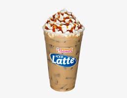 Per usual, iced latte's are pictured on the menu and in press photos are topped with a magical mound of whipped cream and drizzled with an artistic amount of whatever syrup is contained in the beverage. Iced Caramel Swirl Latte Dunkin Donuts Latte Png Image Transparent Png Free Download On Seekpng
