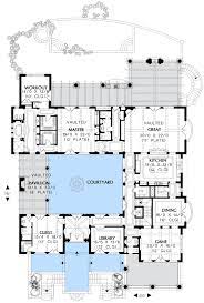 Floor 1 No Dining Room Just An Eat In Kitchen Game Room And Library For Offices Courtyard House Plans Floor Plans House Plans