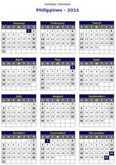 Philippines 2021 Printable Holiday Calendar Monthly Calendar Printable Free Printable Calendar Templates Calendar