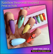This colorful nail art design is such a stunning babe! Decorating Theme Bedrooms Maries Manor Colorful Nails Colorful Nail Designs Rainbow Nails Fun Nail Decals Nail Stickers Cute Nails Neon Ombre Nails Colorful False
