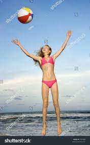 Caucasian Preteen Girl Playing Beachball On Stock Photo 2937898 |  Shutterstock