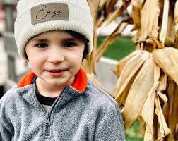 Personalized Name Beanie, Name Toddler Hat, Baby Names Beanie, Custom  Leather Patch, Custom Boys Winter Hat, Leather Patch Beanie Custom